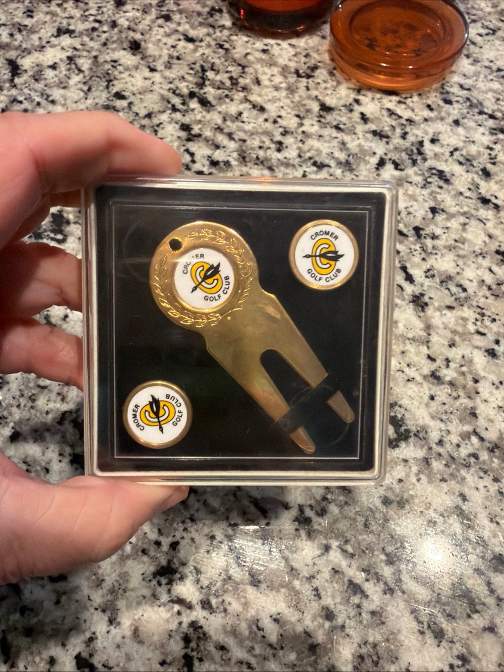 Brass Golf Divot Tool with Ball Markers - Gold